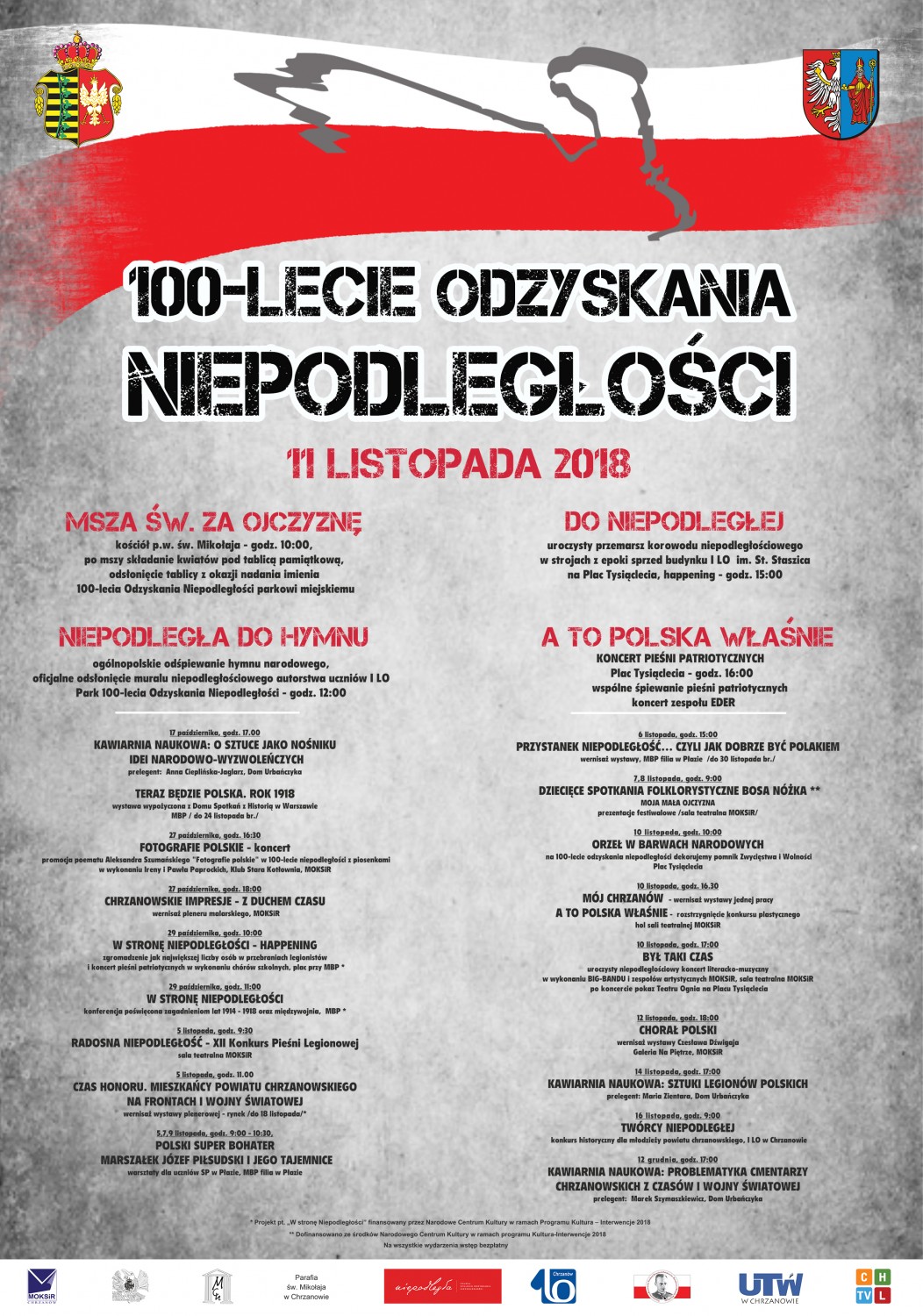 PLAKAT - 100-LECIE ODZYSKANIA NIEPODLEGŁOŚCI W CHRZANOWIE