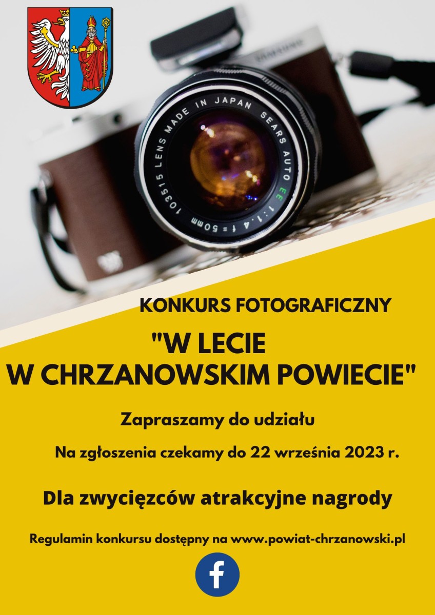 Aparat fotograficzny i herb powiatu chrzanowskiego 