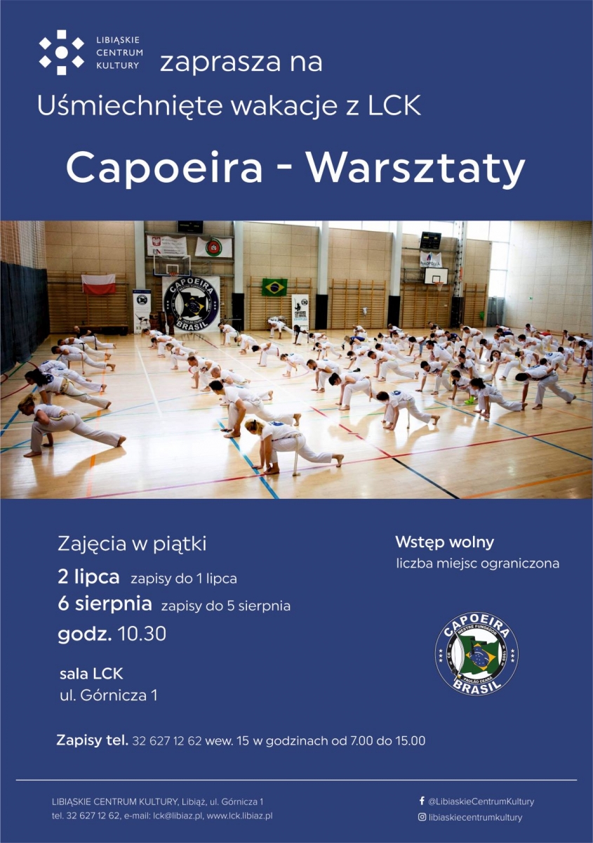 Plakat ze zdjęciem zajęć z capoeira 