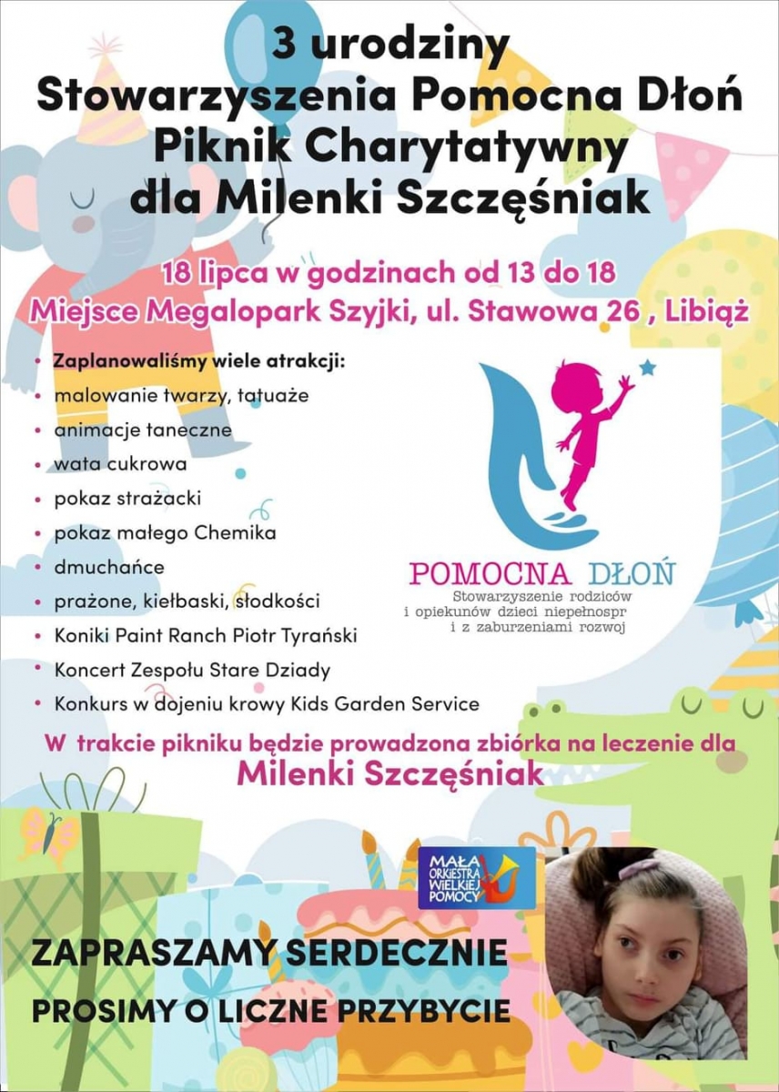 Plakat ze zdjęciem chorej dziewczynki 