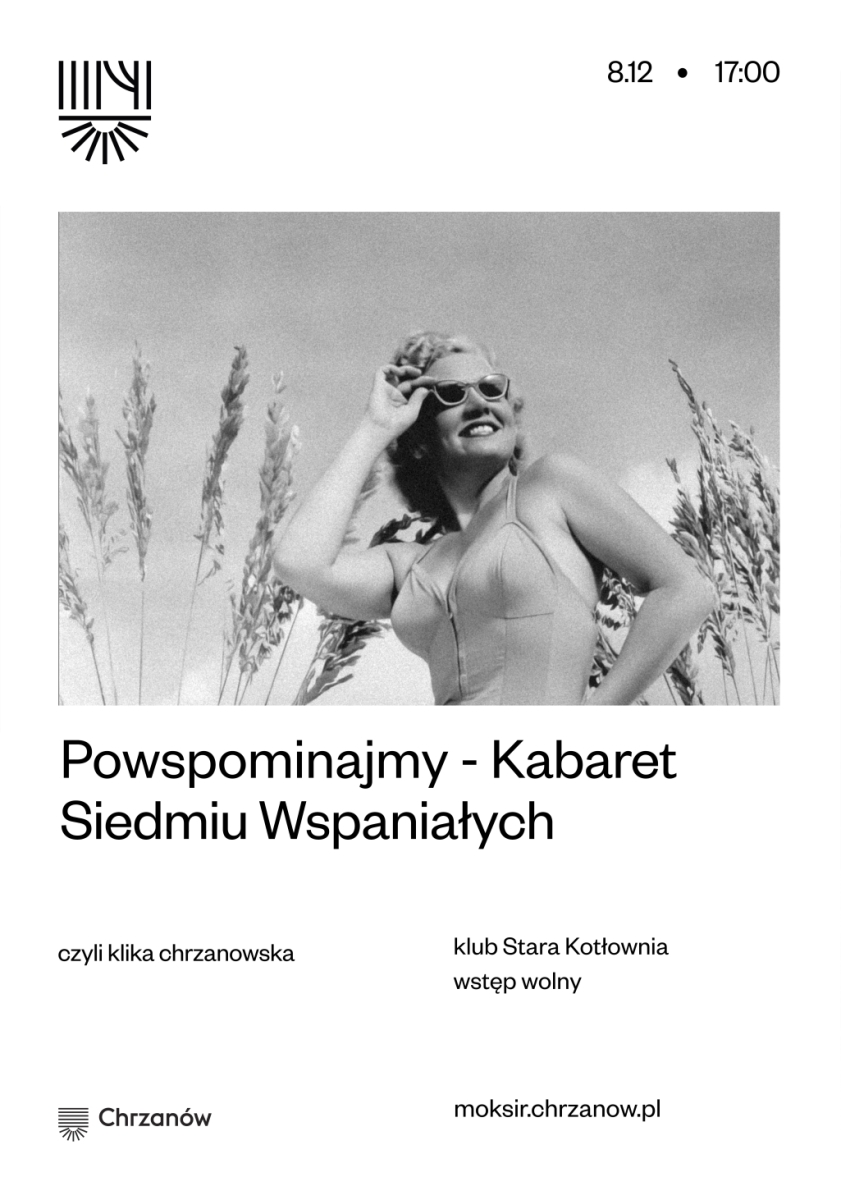 białe tło i czarne napisy, czarno-białe zdjęcie kobiety w okularach przeciwsłonecznych
