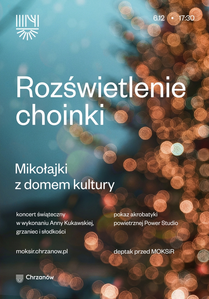 Na niebiesko brązowym tle białe napisy