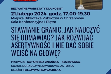 Na plakacie zdjęcie uśmiechniętej kobiety 
