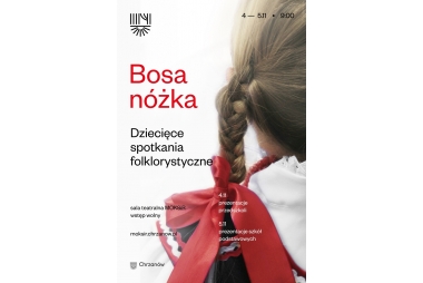 Plakat ze zdjęciem dziewczęcego warkocza z czerwoną wstążką 
