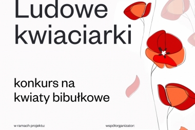 Plakat z makami i informacją: Konkurs kwiaty bibułkowe 