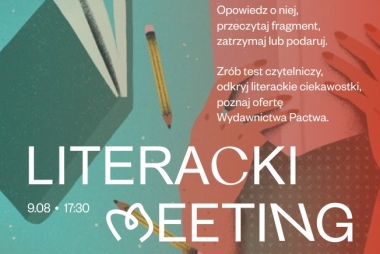 Biała treść. W tle książki, ołowki i postać czytająca książkę.