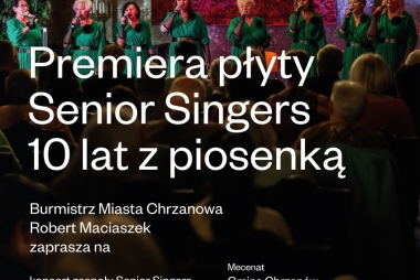 Osiem śpiewających kobiet ubranych w zielone suknie 