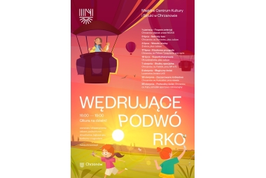 Plakat przedstawiający dzieci, w tle zachód słońca. Poza tym treści tekstowe ze szczegółami wydarzenia.