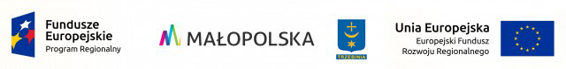 pasek zawierający logo Funduszy Europejskich, Małopolski, Trzebini oraz Unii Europejskiej