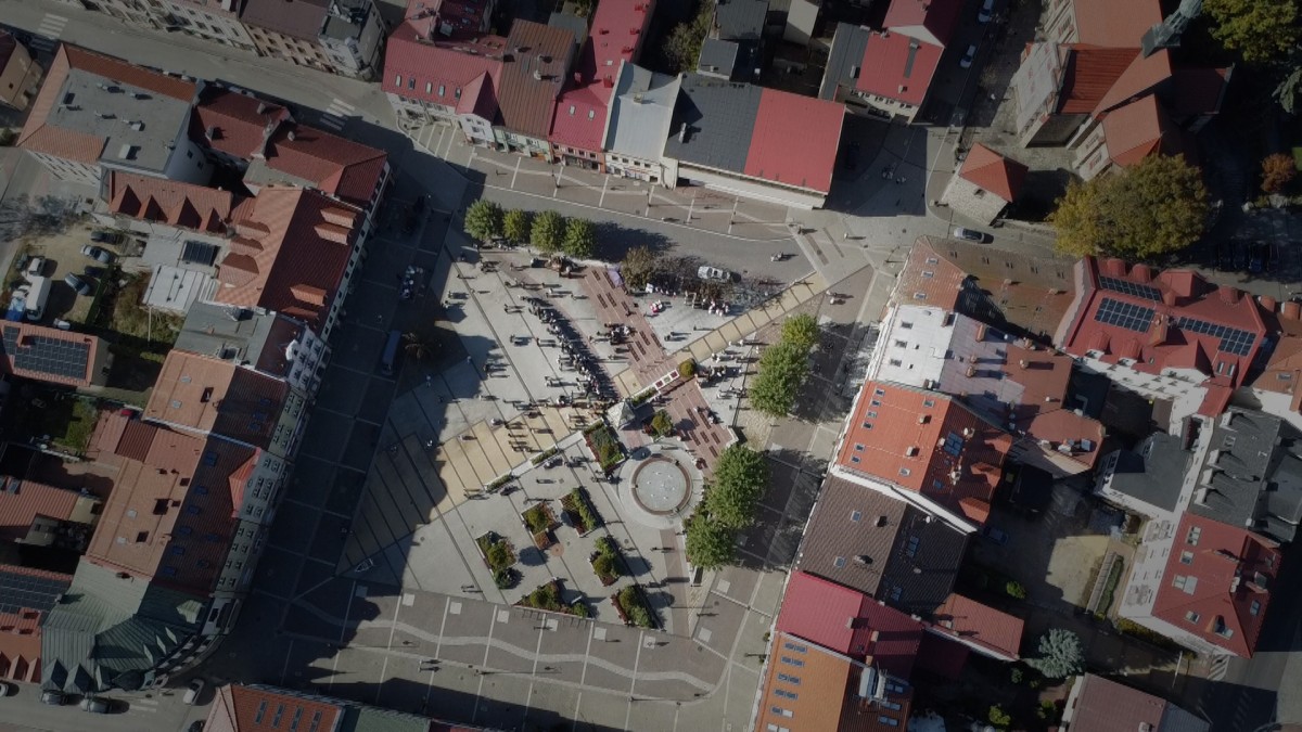 Rynek w Chrzanowie z lotu ptaka