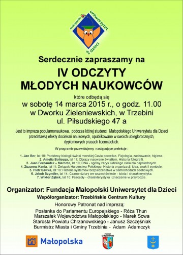 Odczyty Młodych Naukowców w Dworku Zieleniewskich w Trzebini 