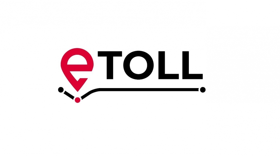 Baner, białe tło, napis w kolorze czwerwono-czarnym e-Toll