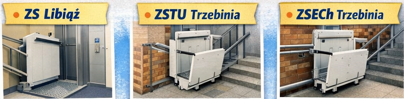 Baner prezentujący trzy platformy przyschodowe 