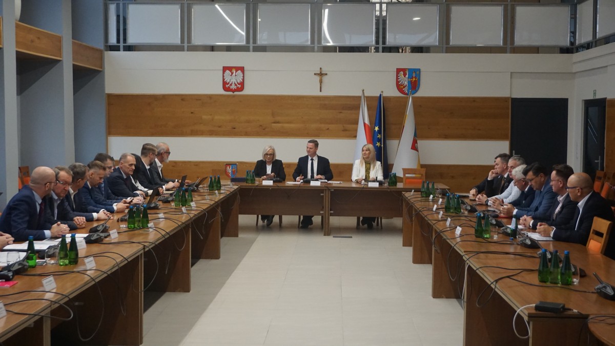 Zdjęcie kilkudziesięciu osób siedzących na sali obrad.