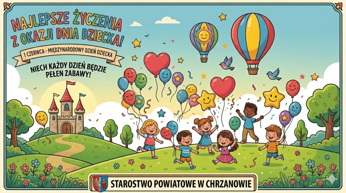 Plakat z życzeniami z okazji Dnia Dziecka