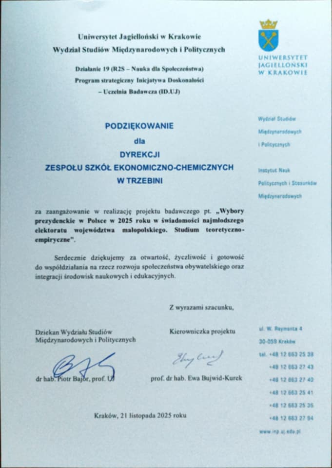 Zdjęcie podziękowań dla szkoły. 