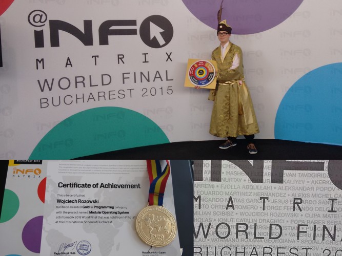 Licealista z Krzeszowic zdobył złoty medal na międzynarodowym konkursie informatycznym Infomatrix World Finals 2015