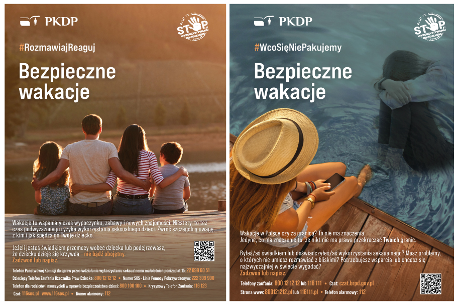 Plakaty z napisem Bezpieczne wakacje