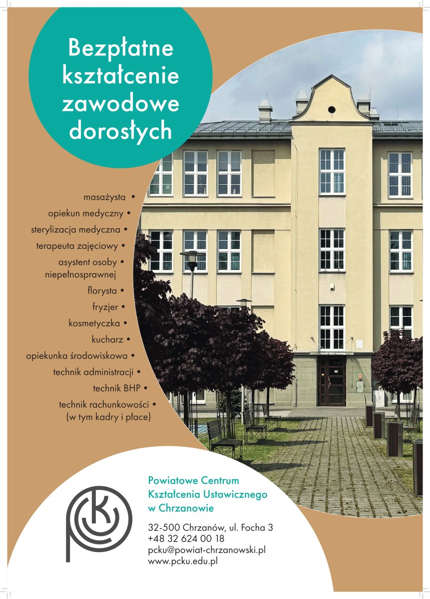 Plakat z budynkiem PCKU w Chrzanowie 