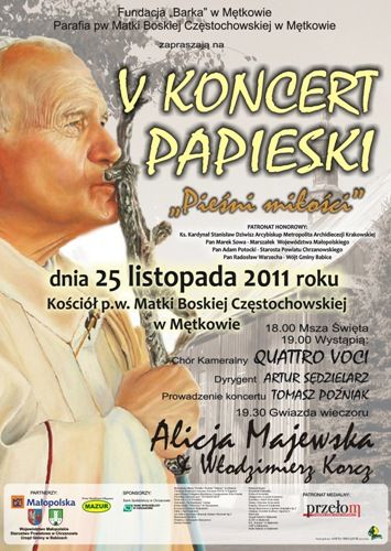 Zapraszamy na V Koncert Papieski w Mętkowie 