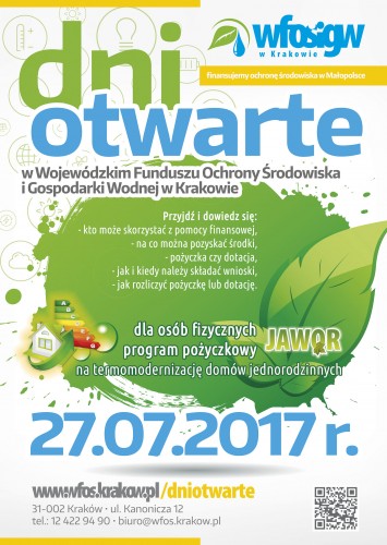 Dni Otwarte  w Wojewódzkim Funduszu Ochrony Środowiska i Gospodarki Wodnej w Krakowie
