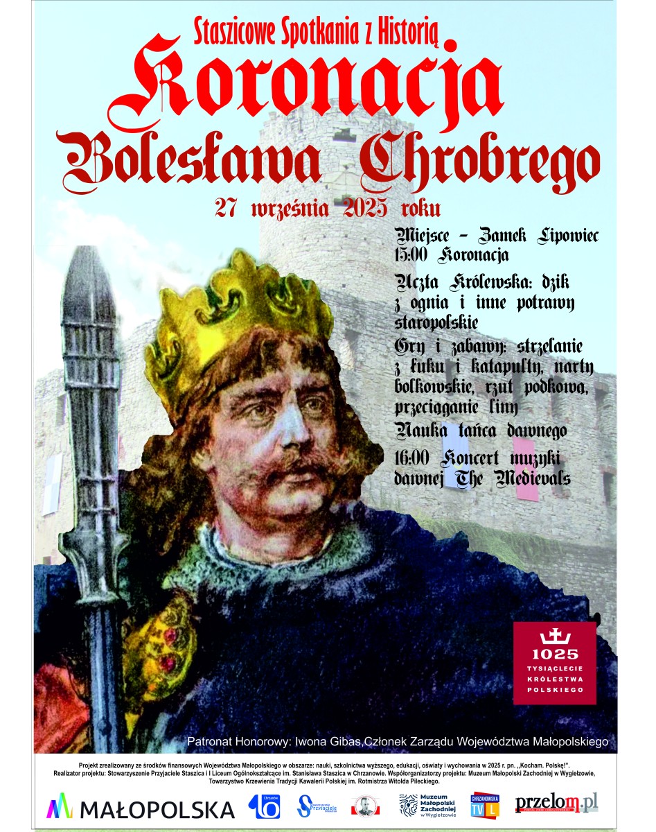 Na plakacie podobizna króla B. Chrobrego 