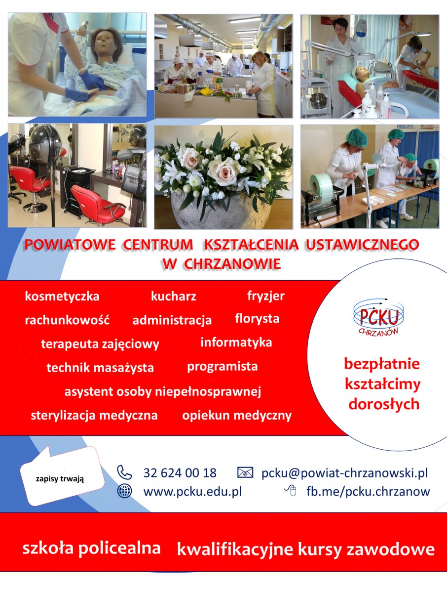 Plakat reklamujący kierunki w PCKU 