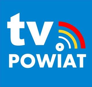 Logo TV Powiat - niebieskie tło 