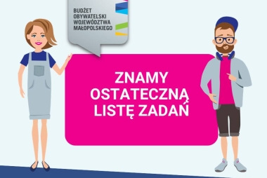 Grafika przedstawiające rysunki dwójki osób. Wokół nich pola tekestowe i znaki graficzne. 