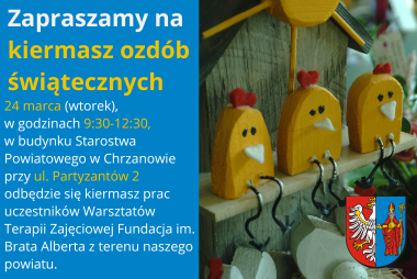 Grafika. Z lewej strony pole tekstowe. Z prawej strony zdjęcie odzdób świątecznych.