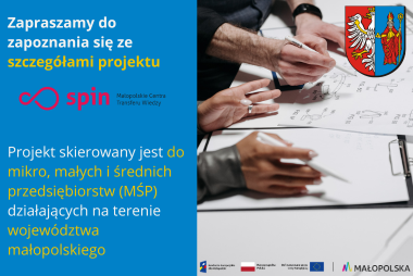 Grafika. Z prawej storny zdjęcie dłoni dwóch osób. Obie osoby mają w prawej dłoni po długopisie. Przed nimi notatki. W górnym rogu jest herb powiatu. Z lewej strony pola tekstowe z treścią.