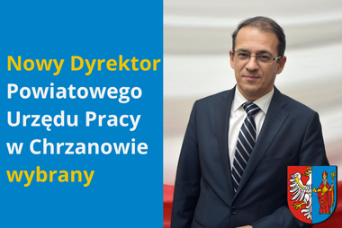 Grafika. Z lewej strony pole tekstowe z treścią. Z prawej strony zdjęcie mężczyzny w garniturze. W tle białe tło. 