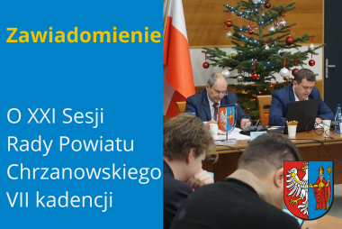 Grafika. Z lewej strony pola tekstowe z treścią. Z prawej strony zdjęcie radnych podczas sesji.