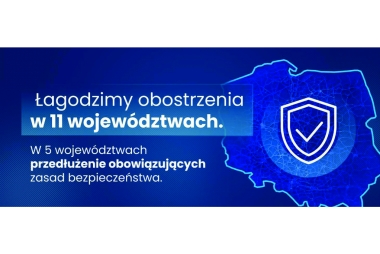 Mapa Polski z informacją o złagodzonych obostrzeniach 