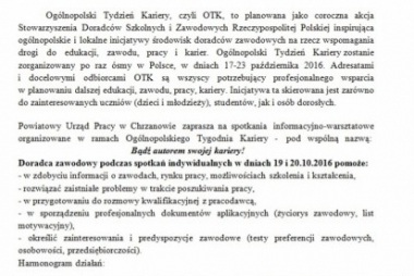 Ogólnopolski Tydzień Kariery w chrzanowskim urzędzie pracy 