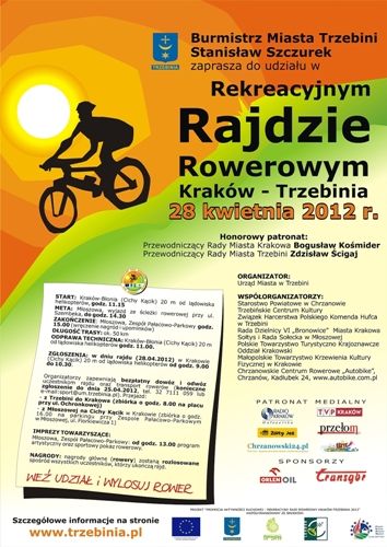 Zapraszamy do udziału w Rekreacyjnym Rajdzie Rowerowym Kraków - Trzebinia 