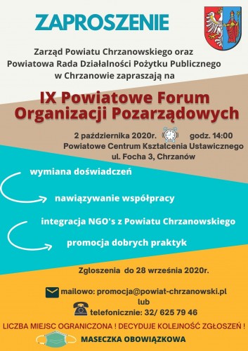 Zapraszamy na IX Powiatowe Forum Organizacji Pozarządowych 