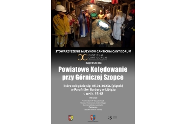 Święta Rodzina, trzej królowie, górnik, pastrzerze i młody członek orkiestry górniczej przy żłobku z Jezusem 