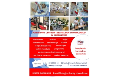 Plakat reklamujący kierunki w PCKU 