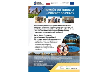Na plakacie zdjęcia ośodków rehabilitacji kompleksowej 
