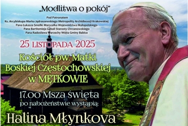 Plakat promujący wydarzenie, zdjęcie Papieża Polaka 