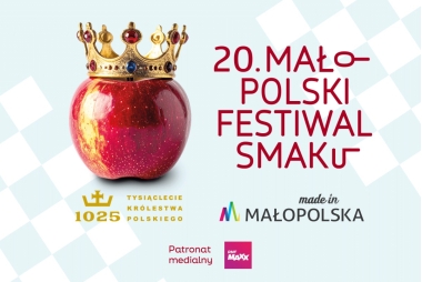 Grafika. Z lewej strony widać jabłko z koroną. Z prawej strony nazwa wydarzenia. Poniżej logotypy organziatora i partnerów.