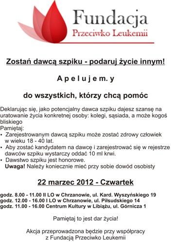 Zostań dawcą szpiku - podaruj życie innym!