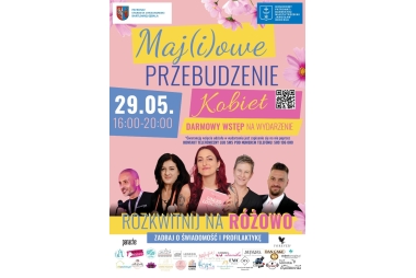 Plakat. Na górze oraz na dole znajdują się logotypy partnerów. Na środku zdjęcia 3 kobiet i 2 mężczyzn. W pozostałych miejscach pola tekstowe z treścią.