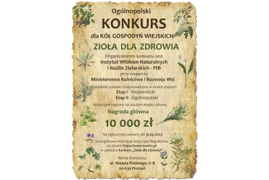 Grafika. Plakat przypominający historycznych pergamin. Na nim pola tekstowe z treścią o szczegółach konkursu i elementy kwiatowe. 
