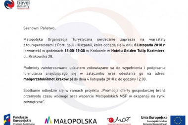 Trwają zapisy na warsztaty z touroperatorami z Portugalii i Hiszpanii