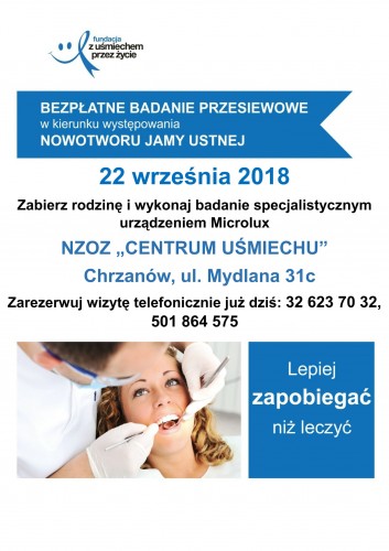 Zbadaj za darmo jamę ustną pod kątem występowania nowotworów