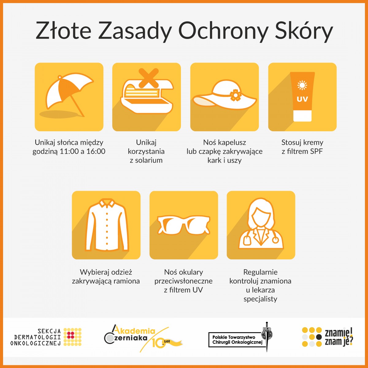 Plakat złote zasady ochrony skóry 